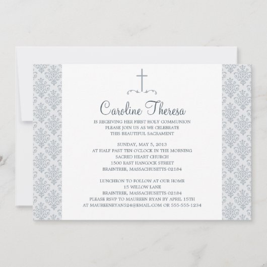 Damask First Communie Kaart (Voorkant)