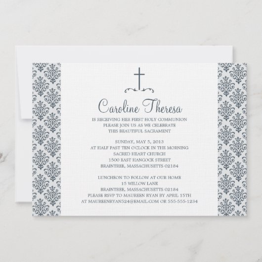 Damask First Communie Kaart (Voorkant)