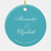 Damask First Kerstbruiloft Ornament (aqua) (Achterkant)