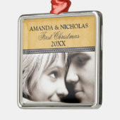 Damask First Kerstbruiloft Ornament (goud) (Links)