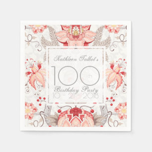 Damask Floral 100ste Verjaardag Party Papier serve Servetten