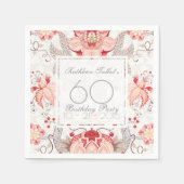 Damask Floral 60e verjaardag Party Papier servet (Voorkant)
