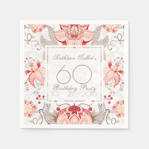 Damask Floral 60e verjaardag Party Papier servet