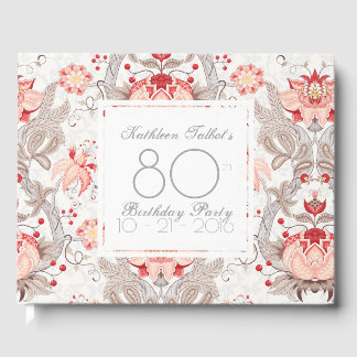 Damask Floral 80th Birthday Party Gastboek Gastenboek