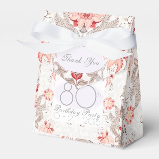 Damask Floral 80th Verjaardag Bedankt Favor Box Bedankdoosjes (Voorkant Zijde)