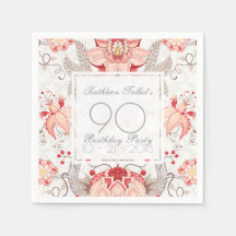Damask Floral 90ste verjaardag Party Papier servet