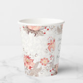 Damask Floral 90th Birthday Party Paper Cup Papieren Bekers (Voorkant)