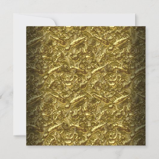 Damask Floral Birthday Party Gold Black 3 Kaart (Achterkant)