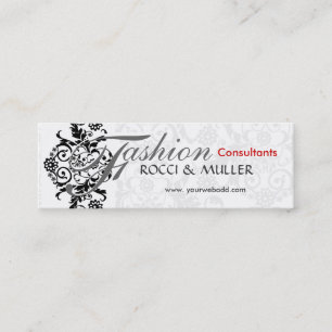 Damask floral black and white mini visitekaartje