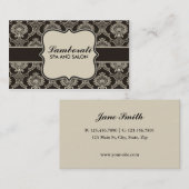 Damask Floral Elegant Cosmetoloog Mode Retro Visitekaartje (Voorkant / Achterkant)
