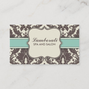 Damask Floral Elegant Modern Brown Beige en Green Visitekaartje