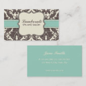 Damask Floral Elegant Modern Brown Beige en Green Visitekaartje (Voorkant / Achterkant)