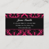 Damask Floral Elegant Modern Hot Pink en Black Visitekaartje (Achterkant)