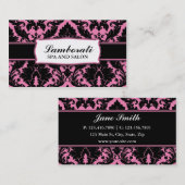 Damask Floral Elegant Modern Pink and Black Visitekaartje (Voorkant / Achterkant)
