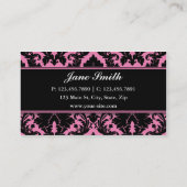 Damask Floral Elegant Modern Pink and Black Visitekaartje (Achterkant)
