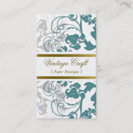 Damask  Floral Flourish Boho Blauwgroen Elegant Visitekaartje