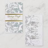 Damask Floral Flourish Chic Blue Elegant Visitekaartje (Voorkant / Achterkant)