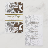 Damask Floral Flourish Chic Brown Elegant Visitekaartje (Voorkant / Achterkant)