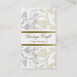 Damask  Floral Flourish Chic Cream Elegant Visitekaartje