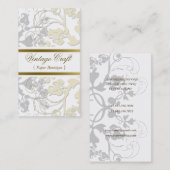 Damask Floral Flourish Chic Cream Elegant Visitekaartje (Voorkant / Achterkant)