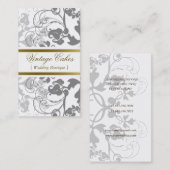 Damask  Floral Flourish Chic Gray Elegant Visitekaartje (Voorkant / Achterkant)