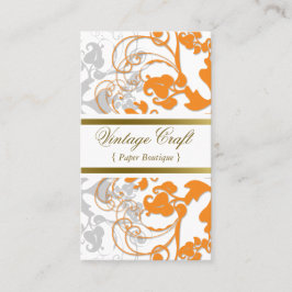 Damask  Floral Flourish Chic Oranje Elegant Visitekaartje
