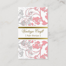Damask  Floral Flourish Chic Pink Elegant Visitekaartje