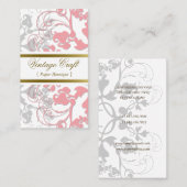 Damask  Floral Flourish Chic Pink Elegant Visitekaartje (Voorkant / Achterkant)