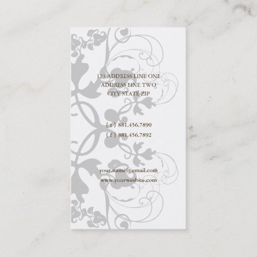 Damask  Floral Flourish Chic Pink Elegant Visitekaartje (Achterkant)