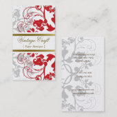 Damask  Floral Flourish Chic Red Elegant Visitekaartje (Voorkant / Achterkant)