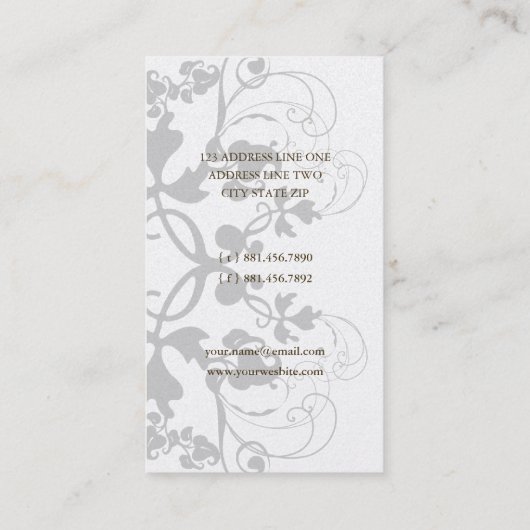 Damask  Floral Flourish Chic Red Elegant Visitekaartje (Achterkant)