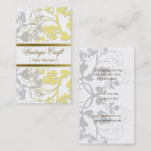 Damask  Floral Flourish Chic Yellow Elegant Visitekaartje (Voorkant / Achterkant)