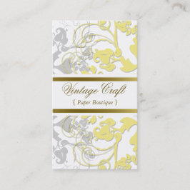 Damask  Floral Flourish Chic Yellow Elegant Visitekaartje