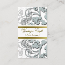 Damask  Floral Flourish Dusky Blue Elegant Visitekaartje