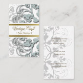 Damask  Floral Flourish Dusky Blue Elegant Visitekaartje (Voorkant / Achterkant)