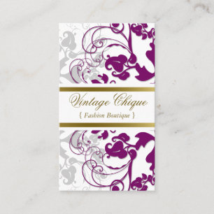Damask Floral Flourish Paarse Wine Elegant Visitekaartje
