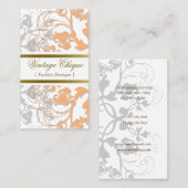 Damask  Floral Flourish Peach Chic Elegant Visitekaartje (Voorkant / Achterkant)
