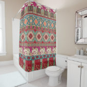 Damask Floral Geometrisch Kleurrijke Patchwork Douchegordijn (In situ)