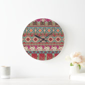 Damask Floral Geometrisch Kleurrijke Patchwork Grote Klok (Huis)
