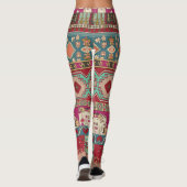 Damask Floral Geometrisch Kleurrijke Patchwork Leggings (Achterkant)