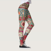 Damask Floral Geometrisch Kleurrijke Patchwork Leggings (Rechts)