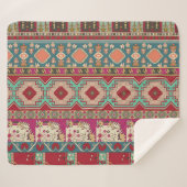 Damask Floral Geometrisch Kleurrijke Patchwork Sherpa Deken (Voorkant (horizontaal))