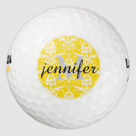 Damask Floral Gepersonaliseerde Monogram Naam Kleu Golfballen