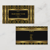 Damask Floral  Gold Black Elegant Classy Visitekaartje (Voorkant / Achterkant)