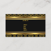 Damask Floral  Gold Black Elegant Classy Visitekaartje (Achterkant)