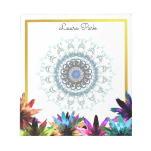 Damask Floral Gold Faux Personalized Cute Girly Notitieblok
