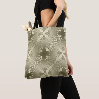 damask floral golden seamless patroon tote bag