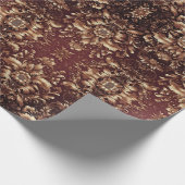 Damask Floral  in Rood en Goud Cadeaupapier (Hoek)