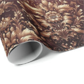 Damask Floral  in Rood en Goud Cadeaupapier (Rol Hoek)