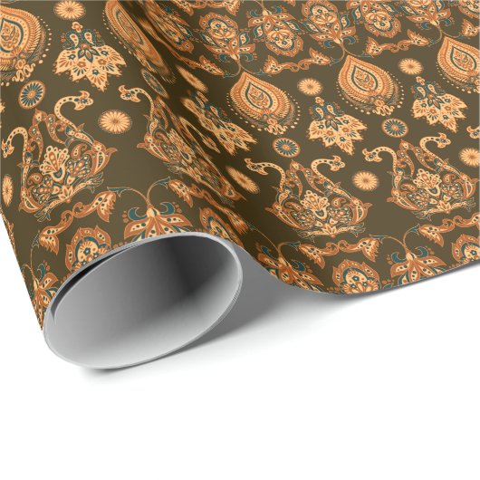 Damask Floral: naadloze  stijl Cadeaupapier (Rol Hoek)